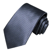 elegant grey silk tie set for men, view 5 - MRSLM