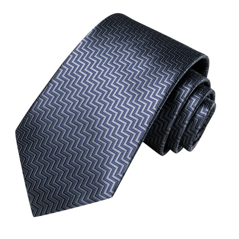elegant grey silk tie set for men, view 5 - MRSLM