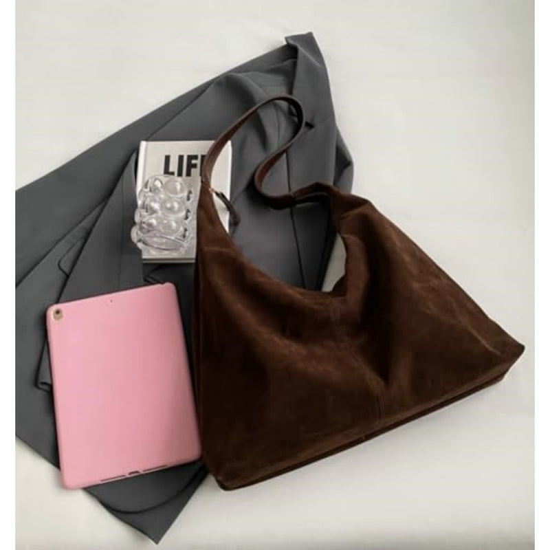 Women's suede crescent shoulder bag, view 6 - MRSLM