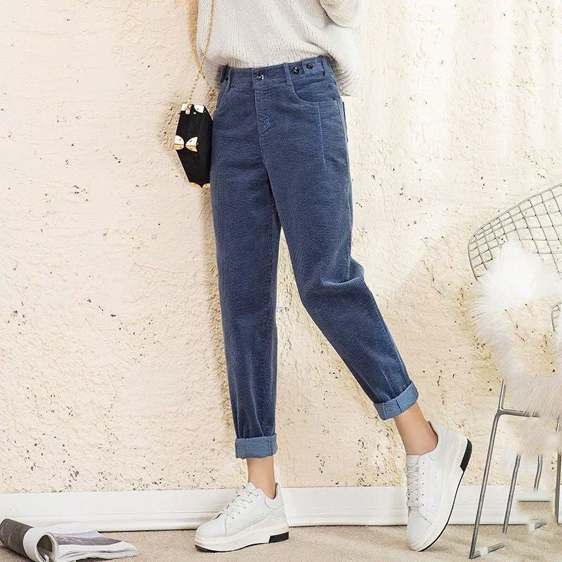 Women's high-waist corduroy harem pants, view 16 - MRSLM