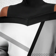 contrasting color patchwork off shoulder top, view 2 - MRSLM