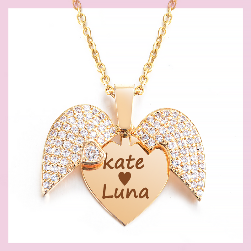 personalized engraved heart name necklace, view 5 - MRSLM