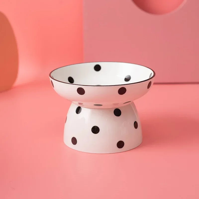 ceramic pet bowl with dots, view 3 - MRSLM