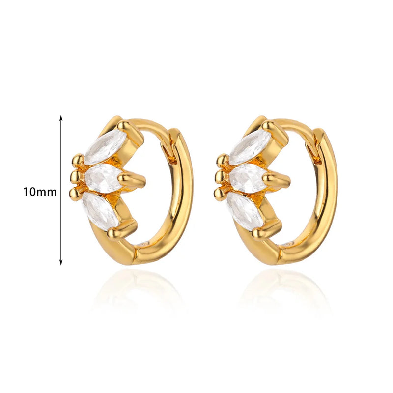 tiny gold leaves hoop earrings, view 3 - MRSLM