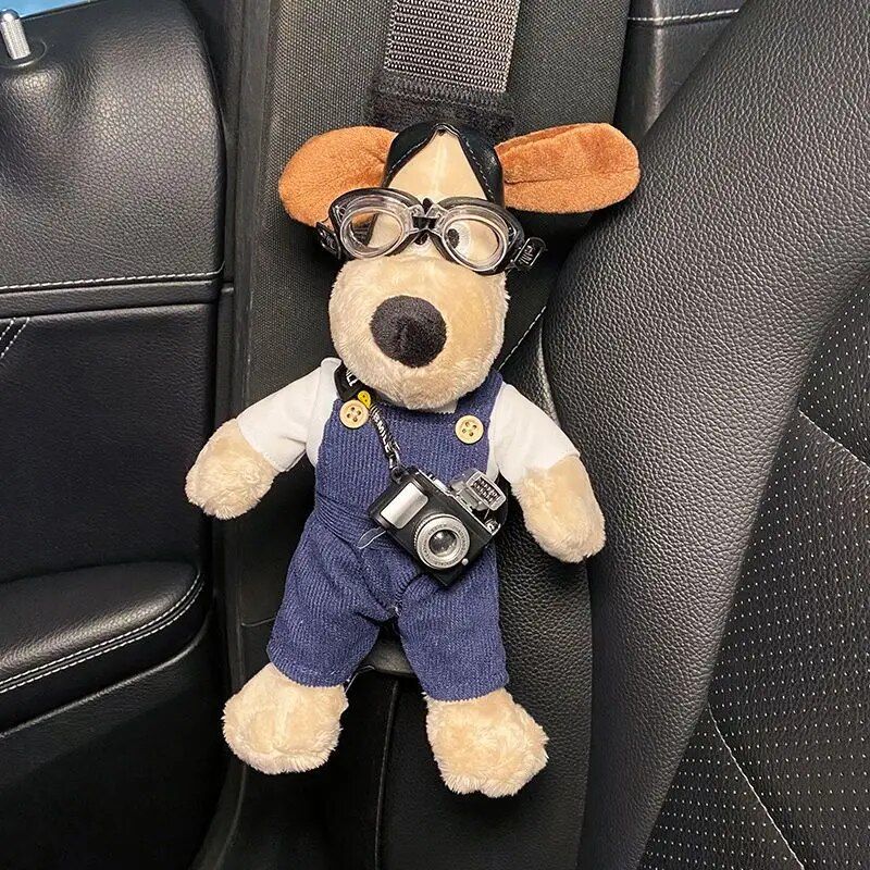 cartoon dog plush seat belt protector, view 2 - MRSLM