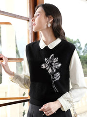 Women's black sweater vest, view 5 - MRSLM