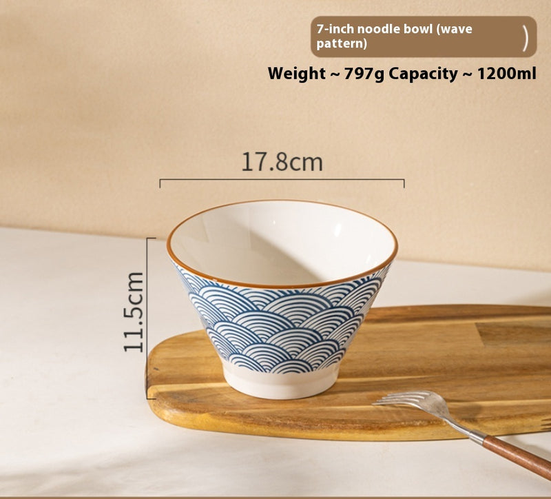 underglaze ceramic noodle bowl, view 9 - MRSLM