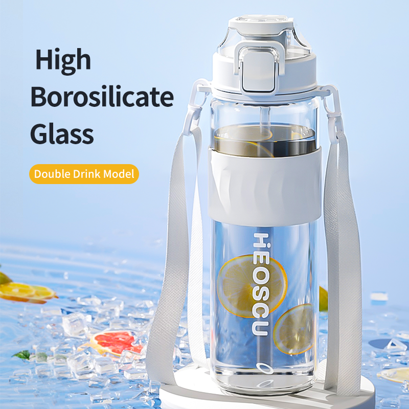 800ml insulated glass water bottle with tea filter, view 6 - MRSLM