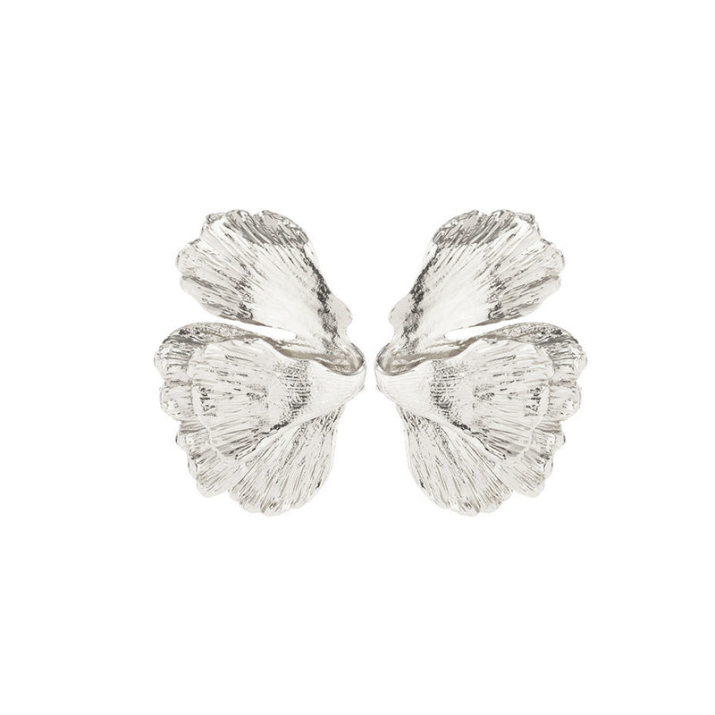 geometric petal flower stud earrings, view 3 - MRSLM