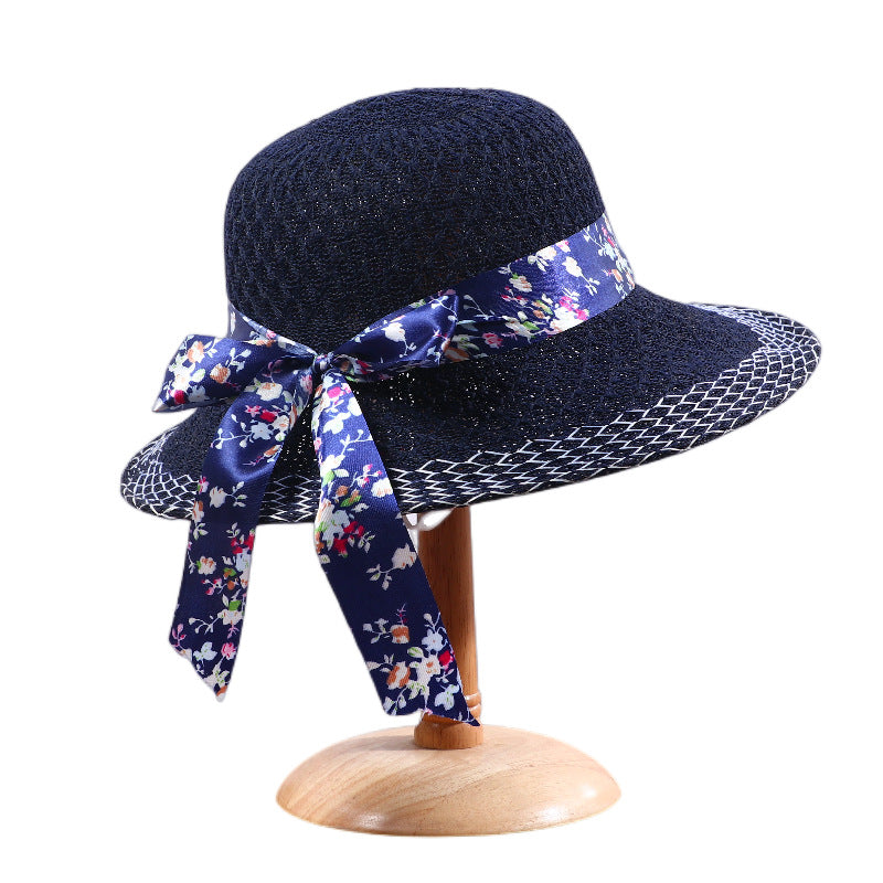 Elegant floral ribbon sun hat, view 13 - MRSLM