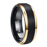 men's black and gold tungsten steel ring, view 2 - MRSLM