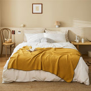 classic waffle plaid cotton knitted throw blanket - MRSLM