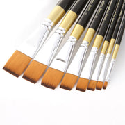 Flat nylon hair artist brush set, view 5 - MRSLM