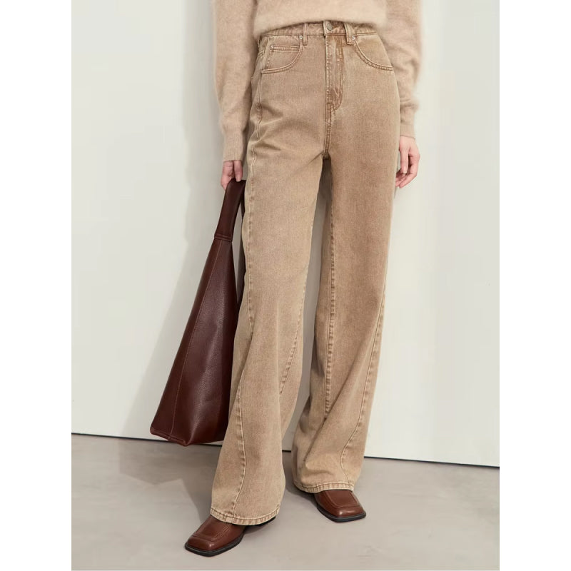 women's wide-leg cotton denim pants, view 7 - MRSLM