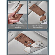 suede leather car sunglasses holder, view 10 - MRSLM