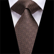 brown silk necktie set with pocket square and cufflinks, view 4 - MRSLM