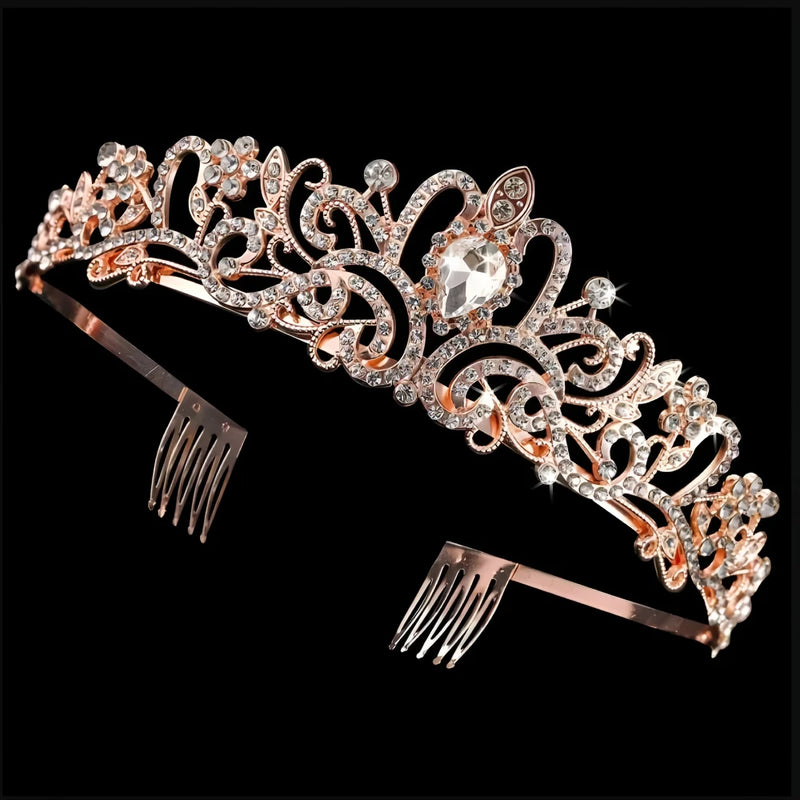 handmade rhinestone pearl tiara, view 3 - MRSLM