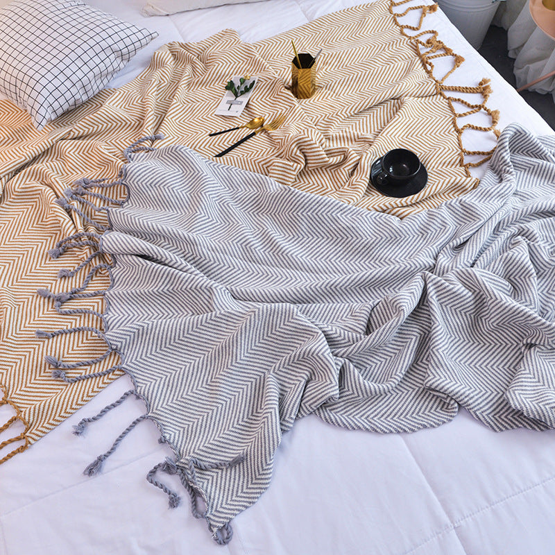 Wave stripe knit throw blanket - MRSLM