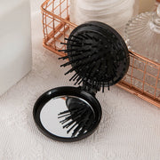 mini folding hairbrush with mirror, view 6 - MRSLM