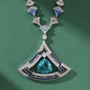 triangle zircon necklace and earring set, view 7 - MRSLM