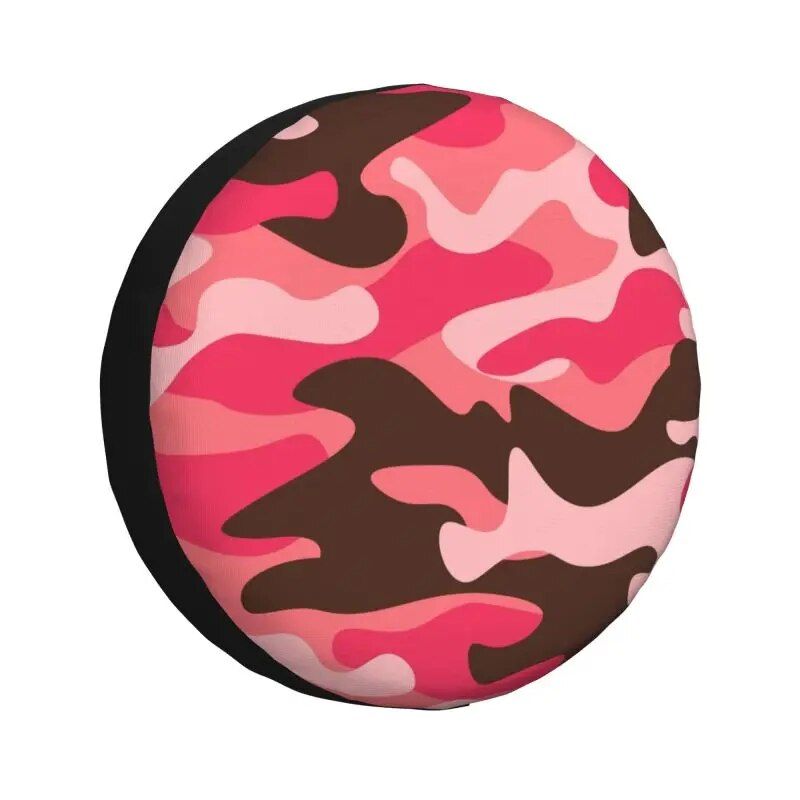 Rugged Camo Spare Tire Cover – Black Orange Camouflage Wheel Protector for Off-Road and Outdoor Vehicles