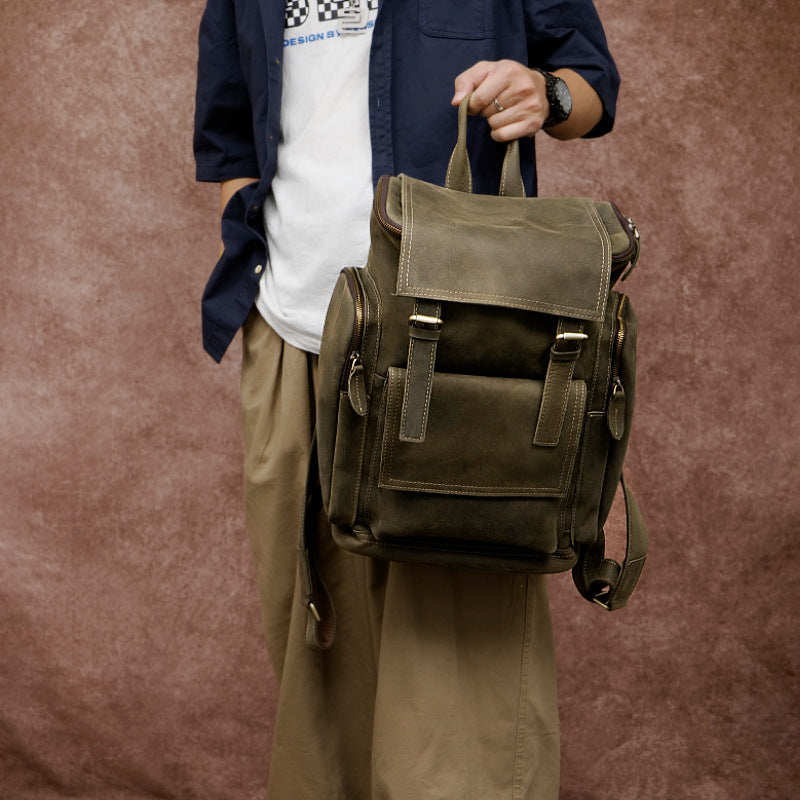 Vintage leather backpack, view 4 - MRSLM