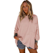 loose pocket ribbed long sleeve sweater, view 6 - MRSLM