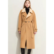 minimalist wool coat with contrast stitching, view 2 - MRSLM