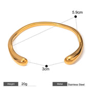 gold plated open bangle bracelet, view 2 - MRSLM