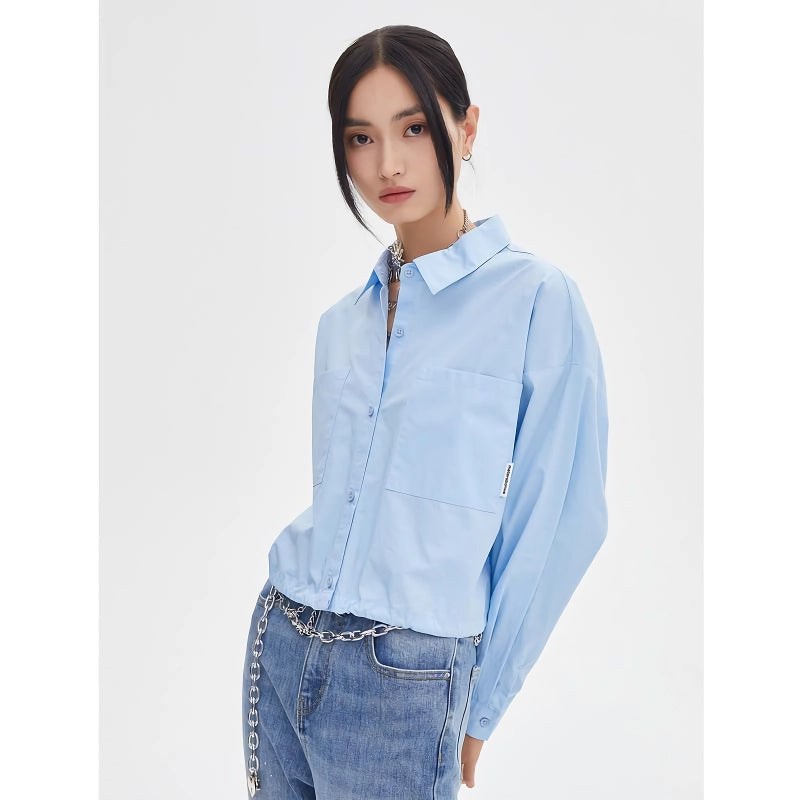 button lapel blouse, view 4 - MRSLM