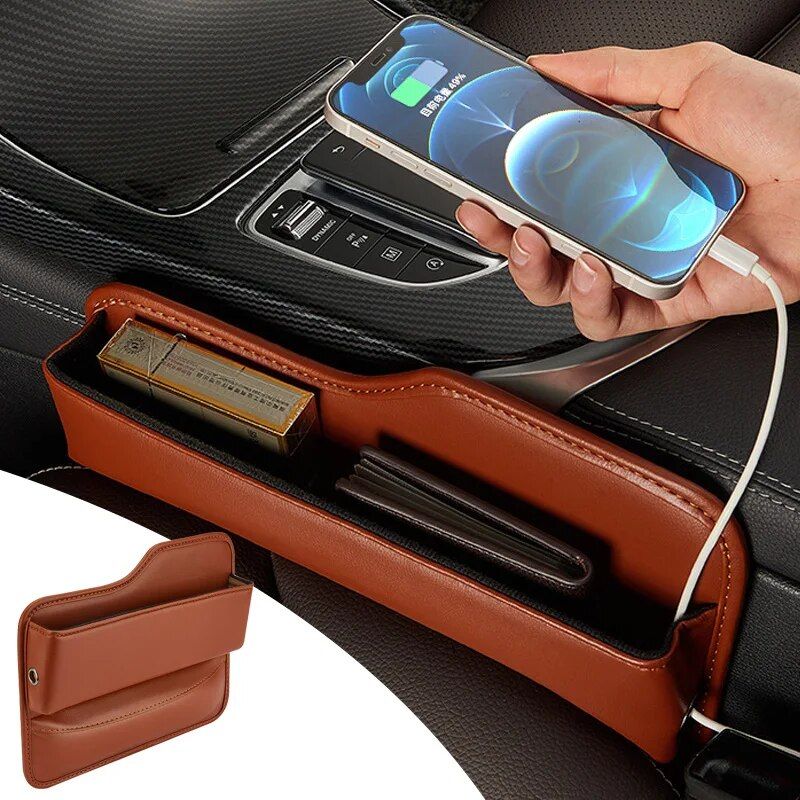 PU leather car seat gap organizer, view 6 - MRSLM