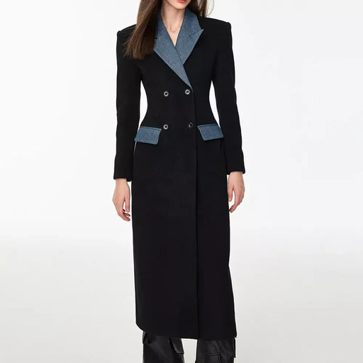 Double breasted contrast color trench coat, view 2 - MRSLM