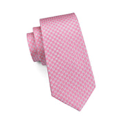 pink and white plaid silk tie set for men, view 5 - MRSLM