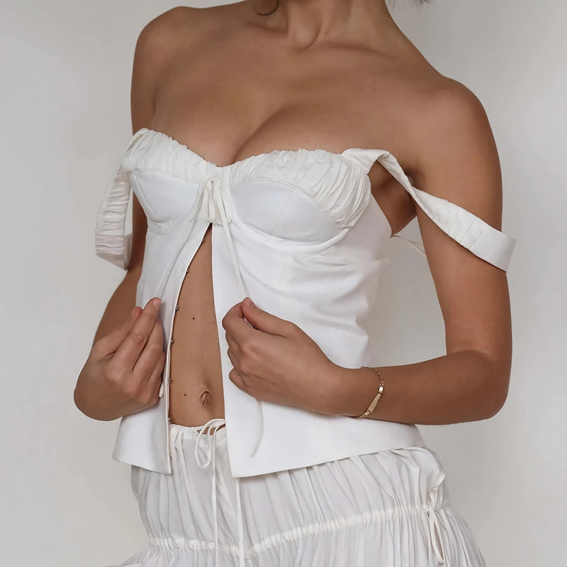 spaghetti strap tie-up crop top, view 5 - MRSLM