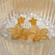 gold flower drop earrings, view 6 - MRSLM