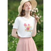 Tulip print slim-fit cotton T-shirt, view 6 - MRSLM