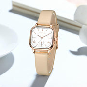 Square rose gold watch with leather strap - MRSLM