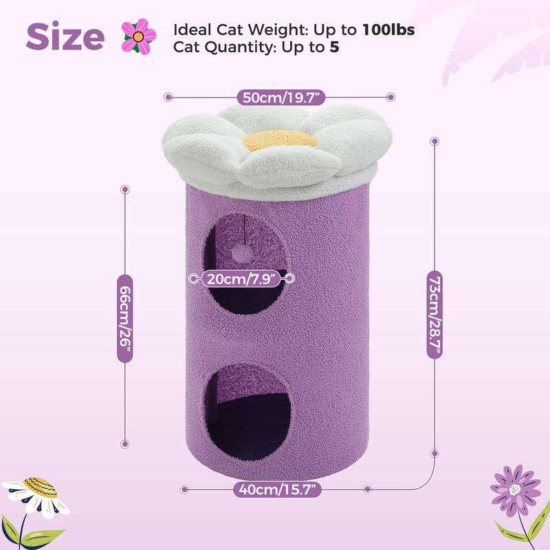 cozy flower cat house with pompom ball, view 15 - MRSLM
