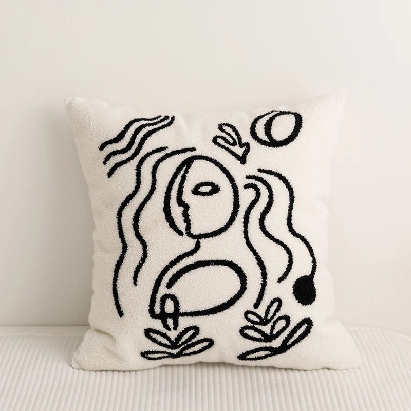abstract embroidery cushion cover, view 7 - MRSLM