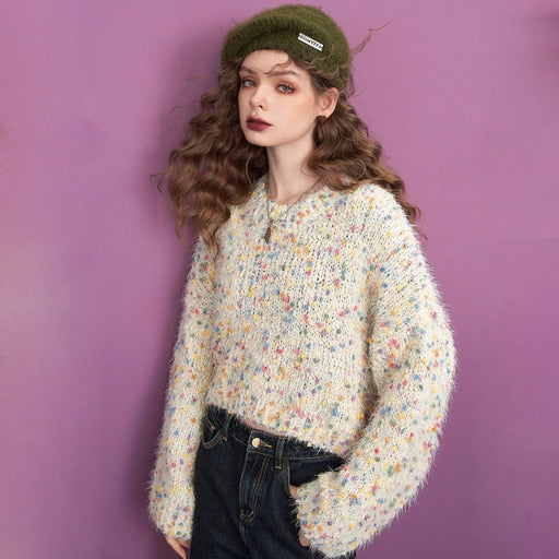 colorful dots loose knitwear for women - MRSLM