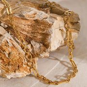 gold plated waterproof paperclip necklace, view 5 - MRSLM