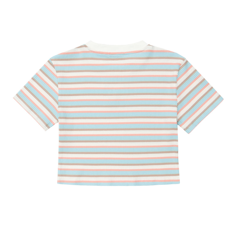 striped butterfly embroidered crop t-shirt, view 2 - MRSLM