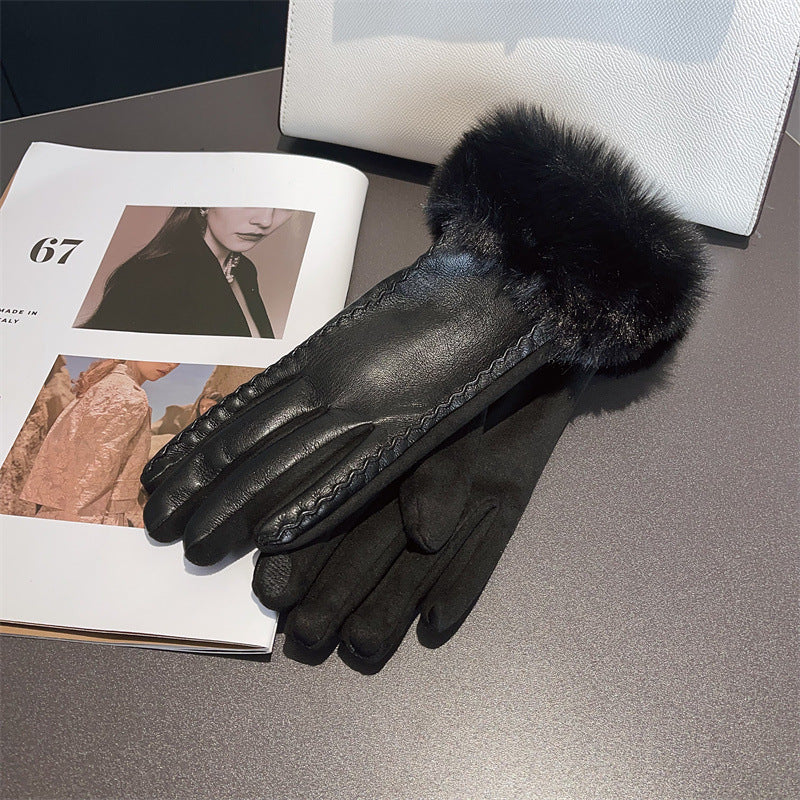 PU leather suede touch screen gloves, view 3 - MRSLM