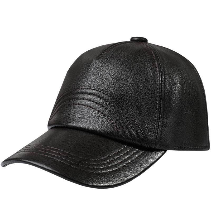 men's sheepskin leather baseball cap, view 5 - MRSLM