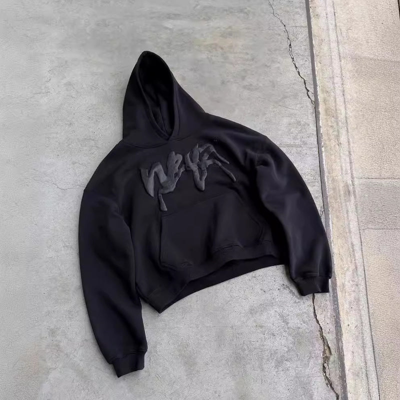 hip hop letters puff print hoodie, view 7 - MRSLM