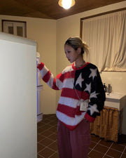 women's vintage star stripe pullover sweater, view 2 - MRSLM
