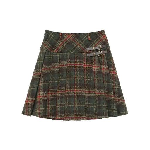 high waist plaid pleated skirt, view 2 - MRSLM