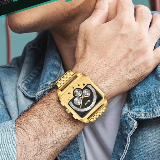 gold men's square quartz watch - MRSLM