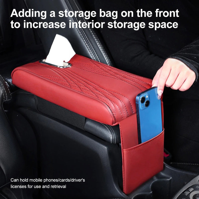 universal car armrest pad with tissue storage, view 6 - MRSLM