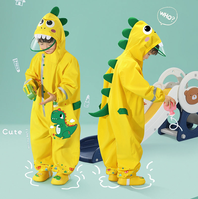 waterproof zipper rain suit for kids, view 3 - MRSLM